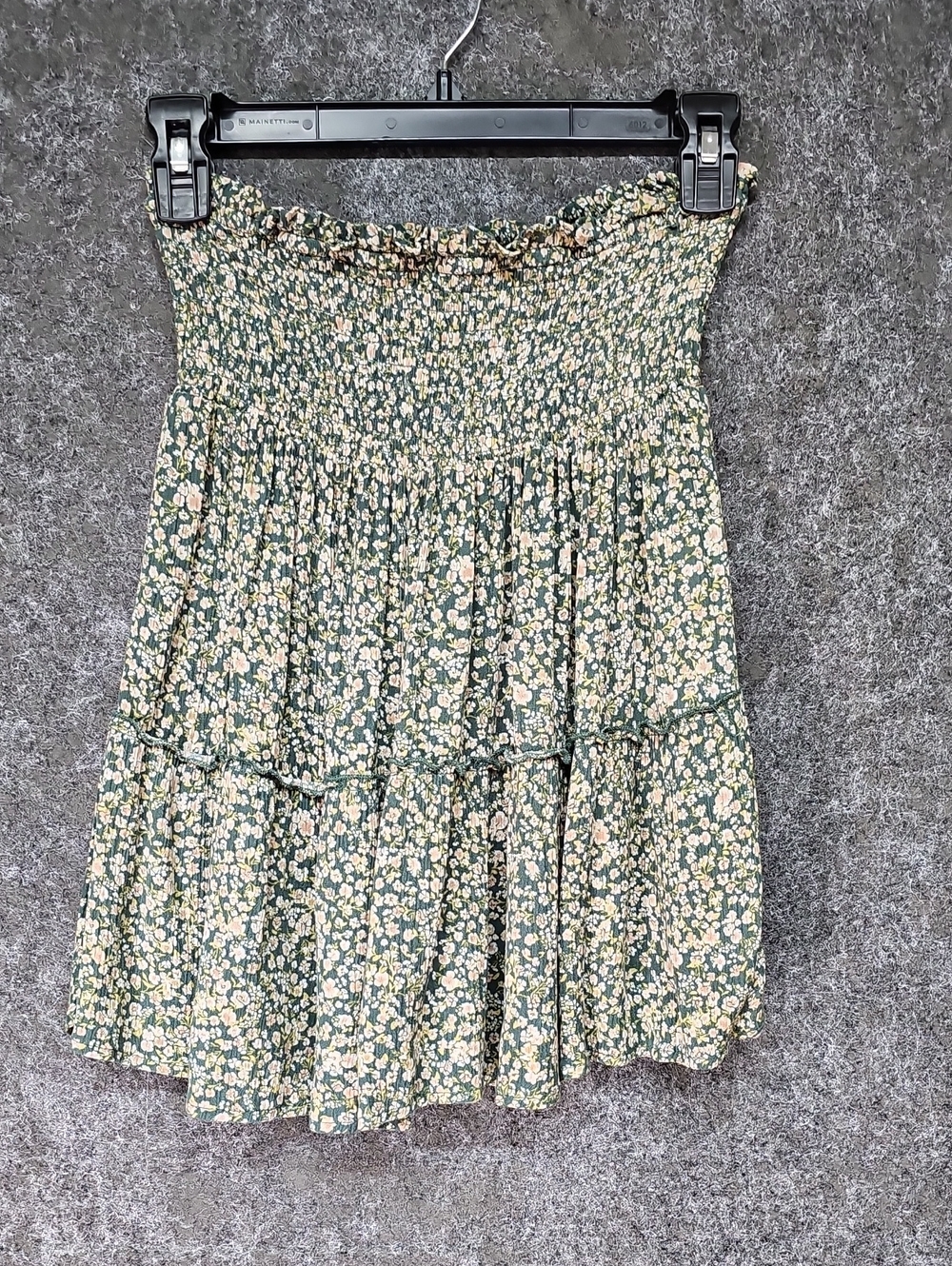 Pink Rose Smocked-waist Floral Mini Skirt, Green Pink, Juniors Medium